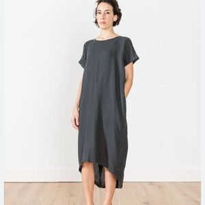 Black Crane Pleated Cocoon Dress in Soft Black